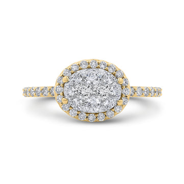 Round Diamond Halo Engagement Ring in 14K Two Tone Gold